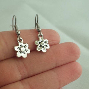 Silver Flower Earrings on Hypoallergenic Hooks